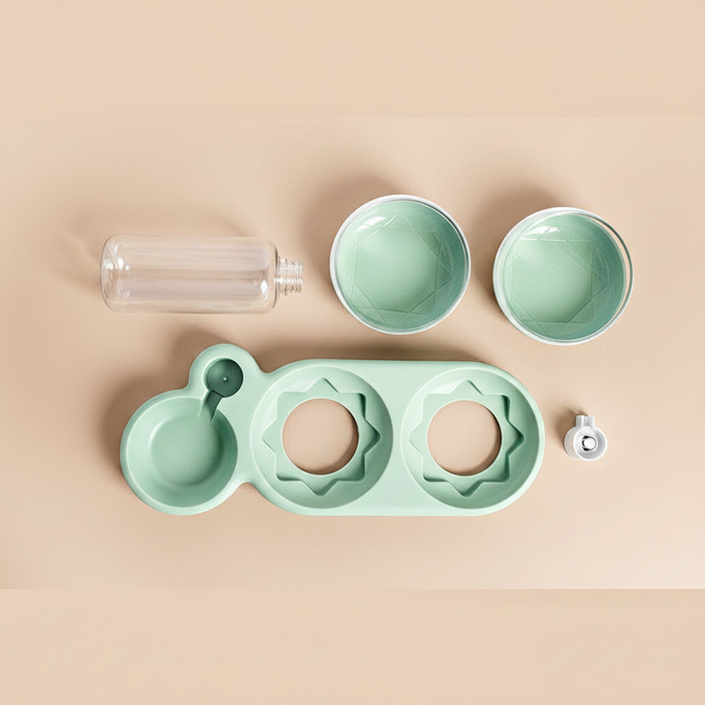 Bowl parts flat lay - nude background