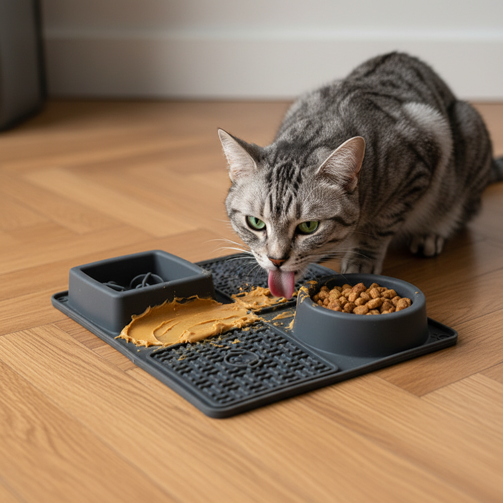 Grey Lick Mat — Angle View