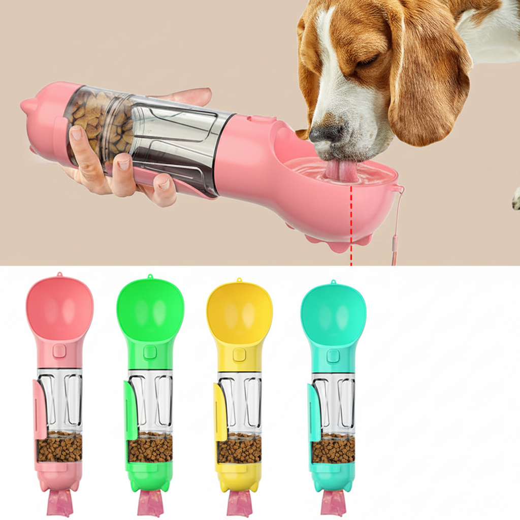Pet water bottle with dog - nude background