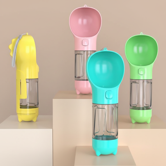 Pet water bottles with nude stands and background