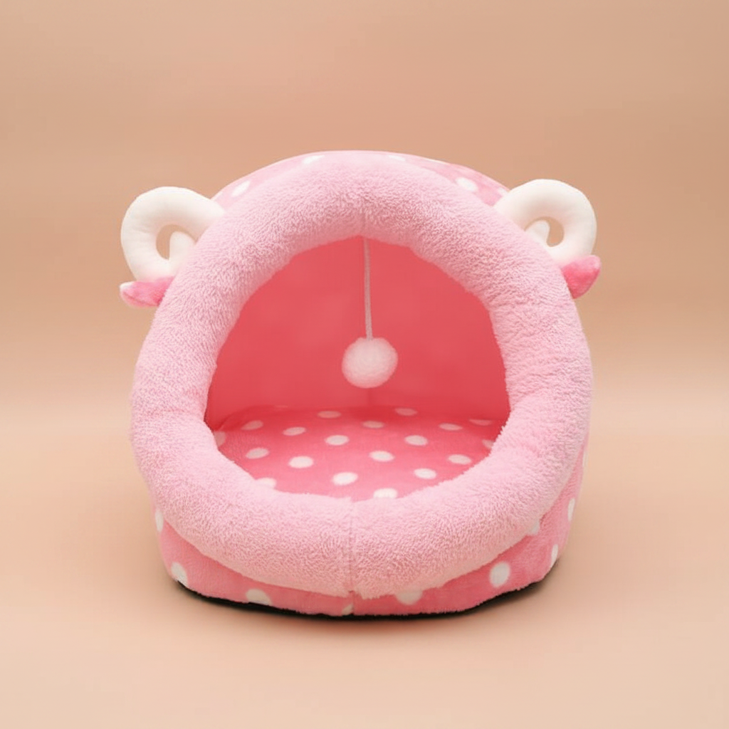 Pink bear pet bed - nude studio background